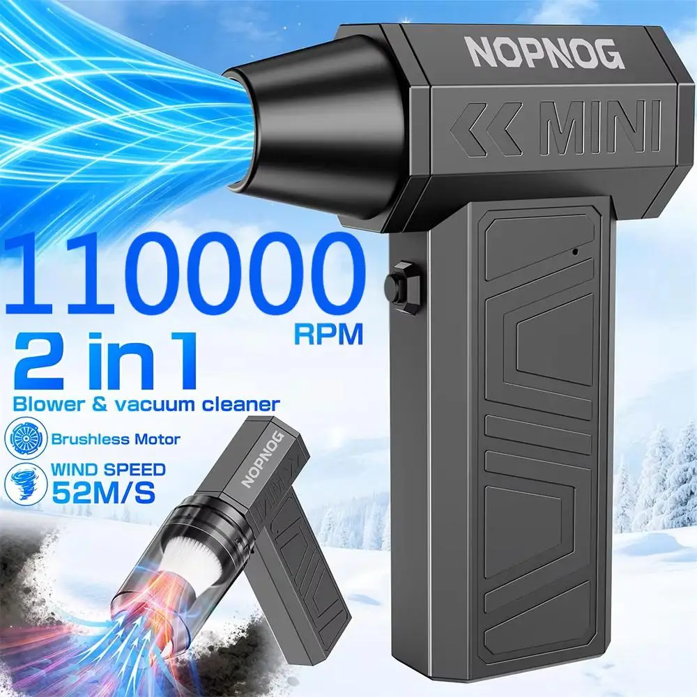 110000rpm Blow/Suction Turbo Blower Jet Fan Cordless Air Compressor Car Vacuum Cleaner Air Duster Camping Inflator Multi Nozzles