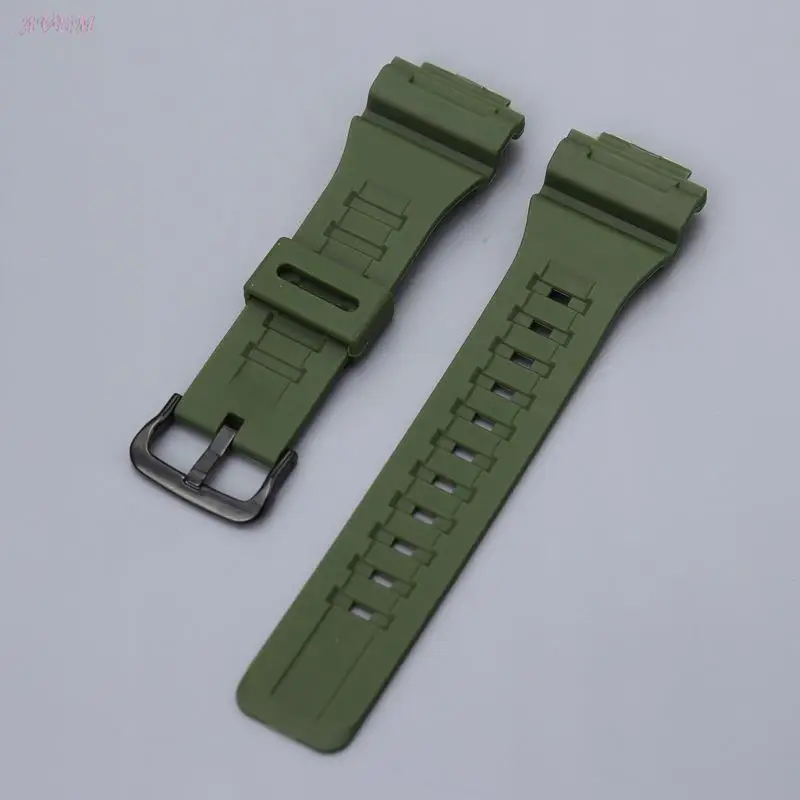 Rubber Solid Color Watchband For Casio AQS810 W-735 AEQ110 W735 Silicone Strap Durable Wristband Convex 18mm Watch Accessories