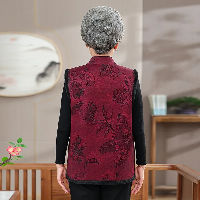 2024 New Winter Women's Loose-Fit Jacket Vest Traditional Chinese Style Elderly Clothing Plus Size Clothing For Autumn/Winter