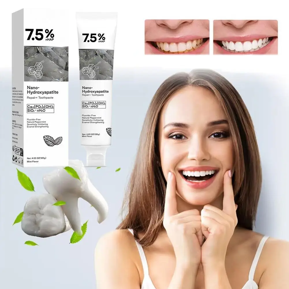 

120 г 7,5% гидроксипатитовая зубная паста, нежная мята, освежающая отбеливающая зубная паста для дыхания, зубная паста для удаления пятен от интенсивности