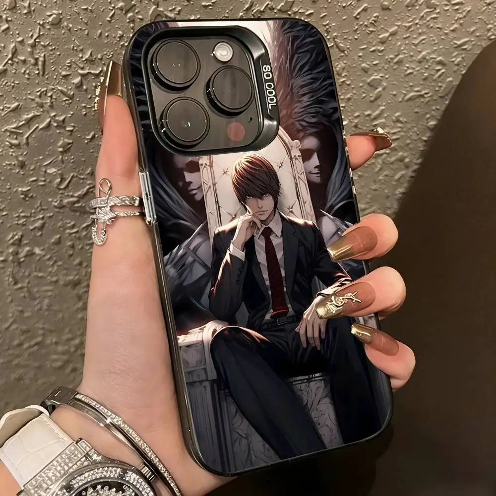 Death-h Note-eLight Yagami Phone Case For iPhone 17,16,15,14,13,12,11 Plus,Pro Max,XS,Colored Silver Plated Inside Cover