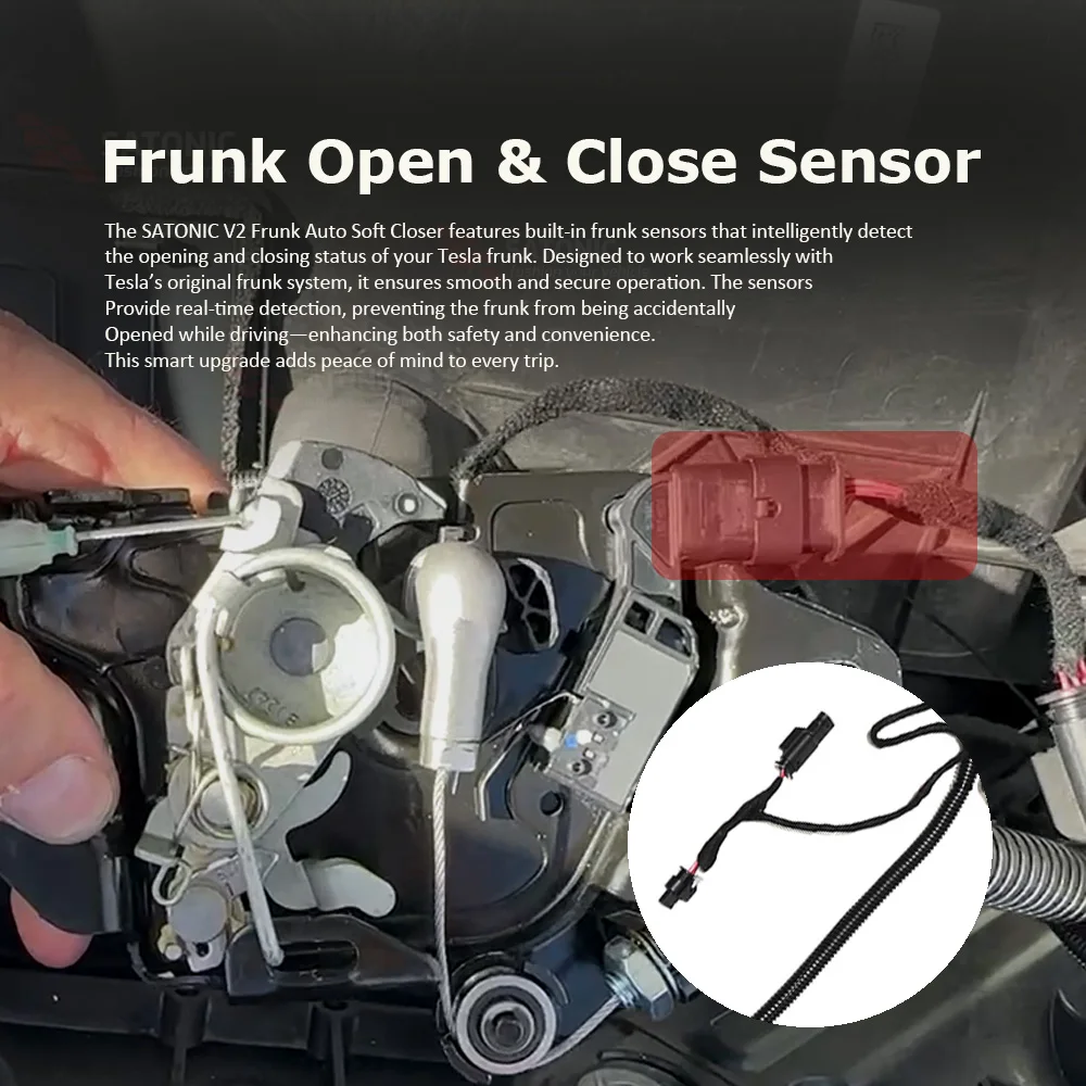 SATONIC V2 Auto Frunk Soft Closer For Tesla Model 3 & Y Model3 Highland S X Waterproof Free Frunk LED