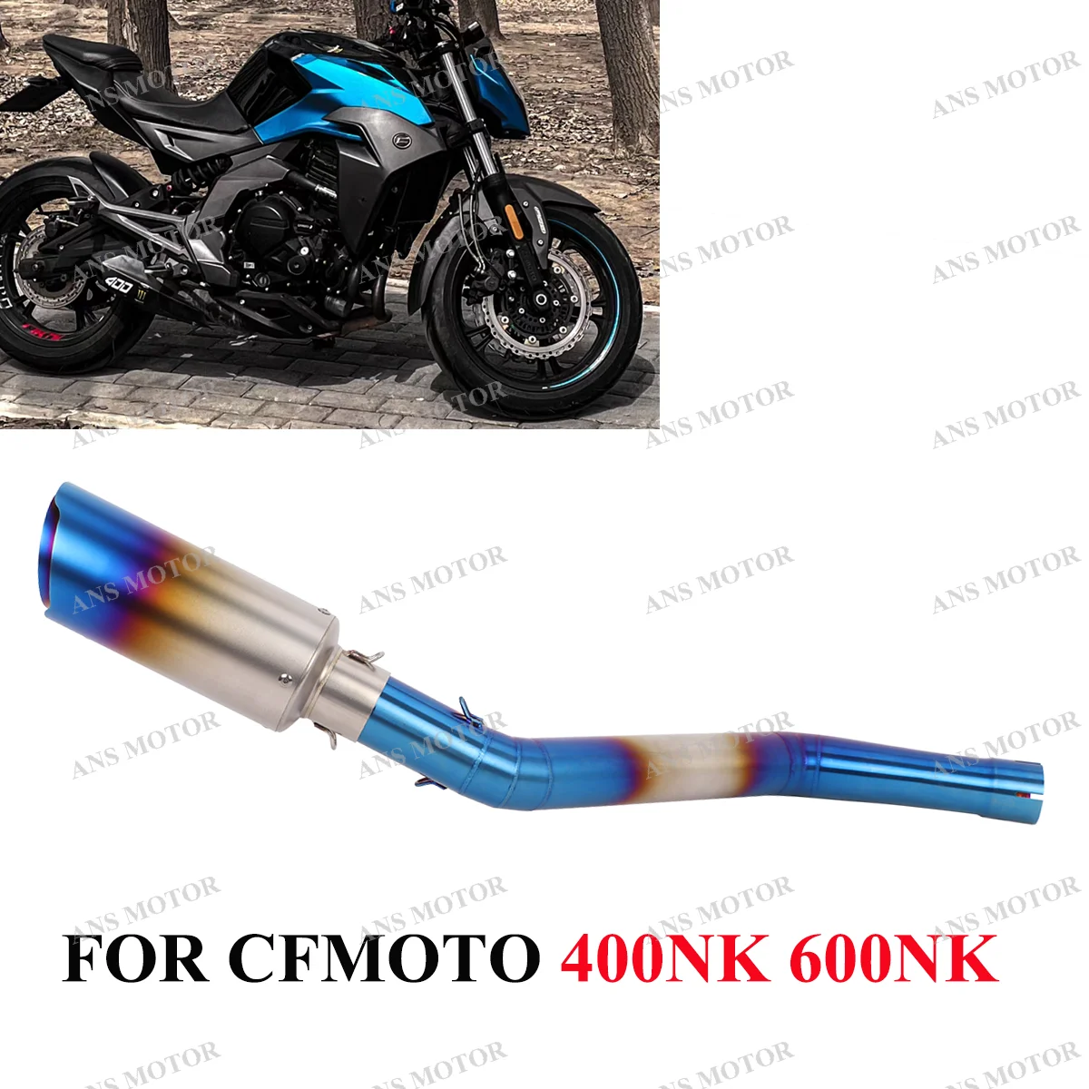 

Slip On Escape For CFMOTO 400NK 650NK Motorcycle Exhaust Middle Link Pipe Modify NK400 Exhaust