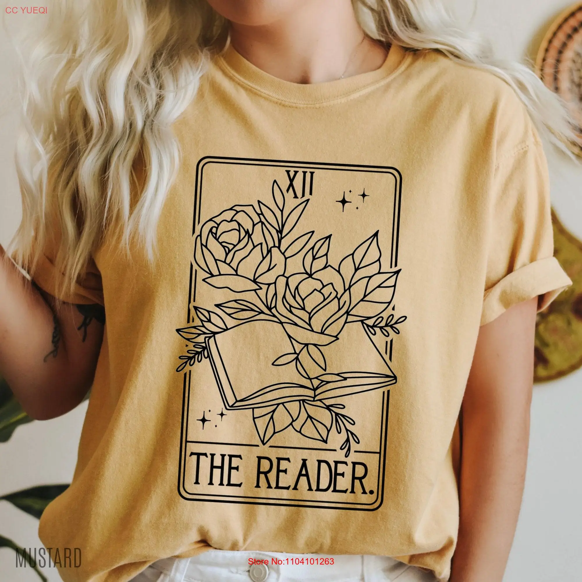 The Reader Tarot Card T Shirt Comfort Colors Bookish Book lover gift Bookworm Author long or short sleeves