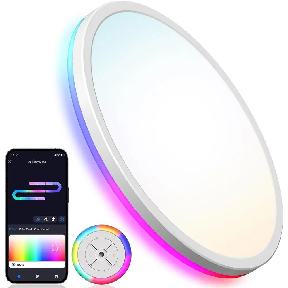 

12-дюймовый потолочный светильник RGB LED, настраиваемый цвет, совместим с Alexa, 3000K-6500K для помещений