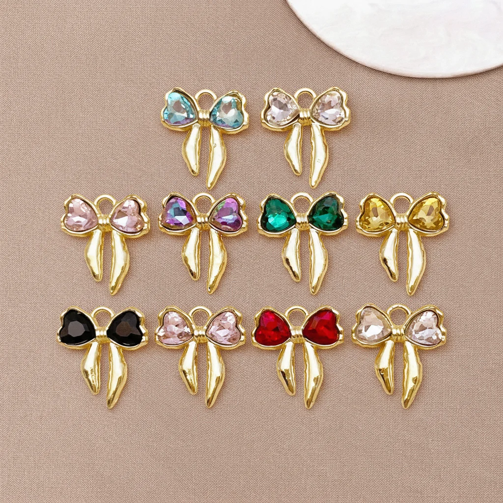 2/10pcs 19x17mm Cute Bowknot Pendant Necklace for Charms DIY Jewelry Making Accessories Findingsn for Bracelet Earrings Necklace