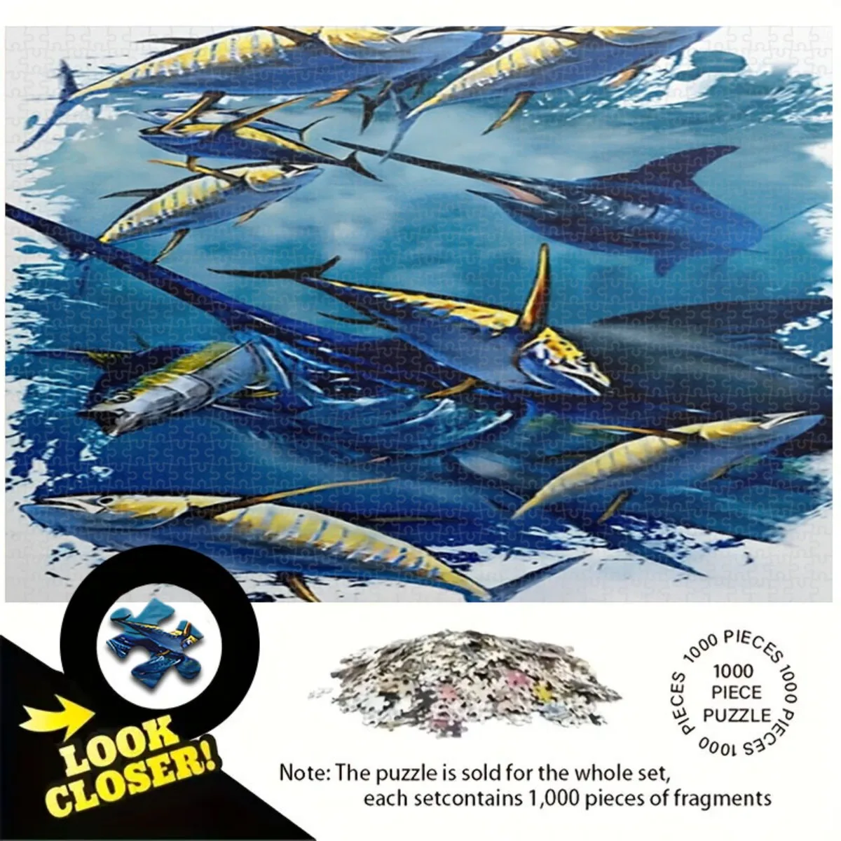 

A 1, 000 декоративных головоломок на Хэллоуин для гостиной или столовой, тема синего океана, 1000 шт., прочный картон