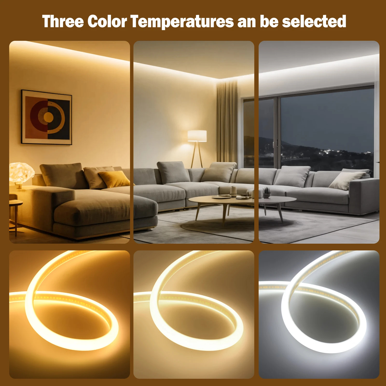 AC 220V 270 องศา COB Strip 288 LEDs/M IP65 กันน้ํา Milky สีขาวยืดหยุ่นริบบิ้นเชือกเทป LED Neon LIGHT