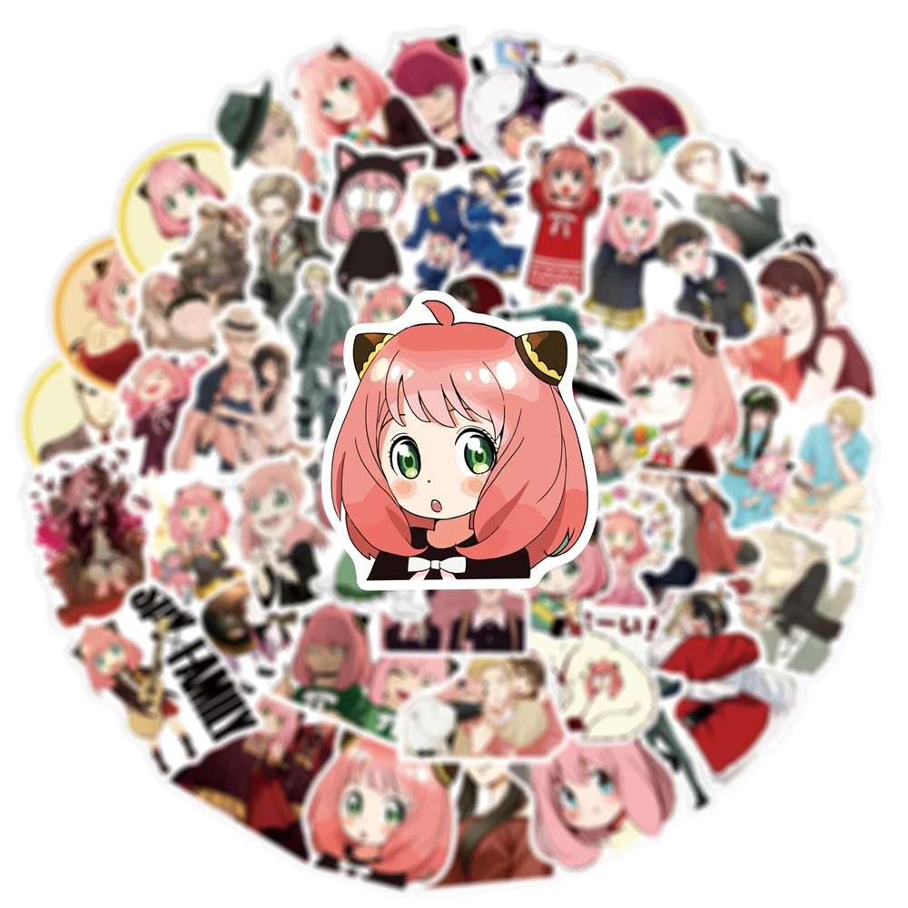 50PCS Japanese Manga Spy Over The House Doodle Waterproof Stickers Creative Trendy Fridge Mug Helmet Guitar Decoration Stickers