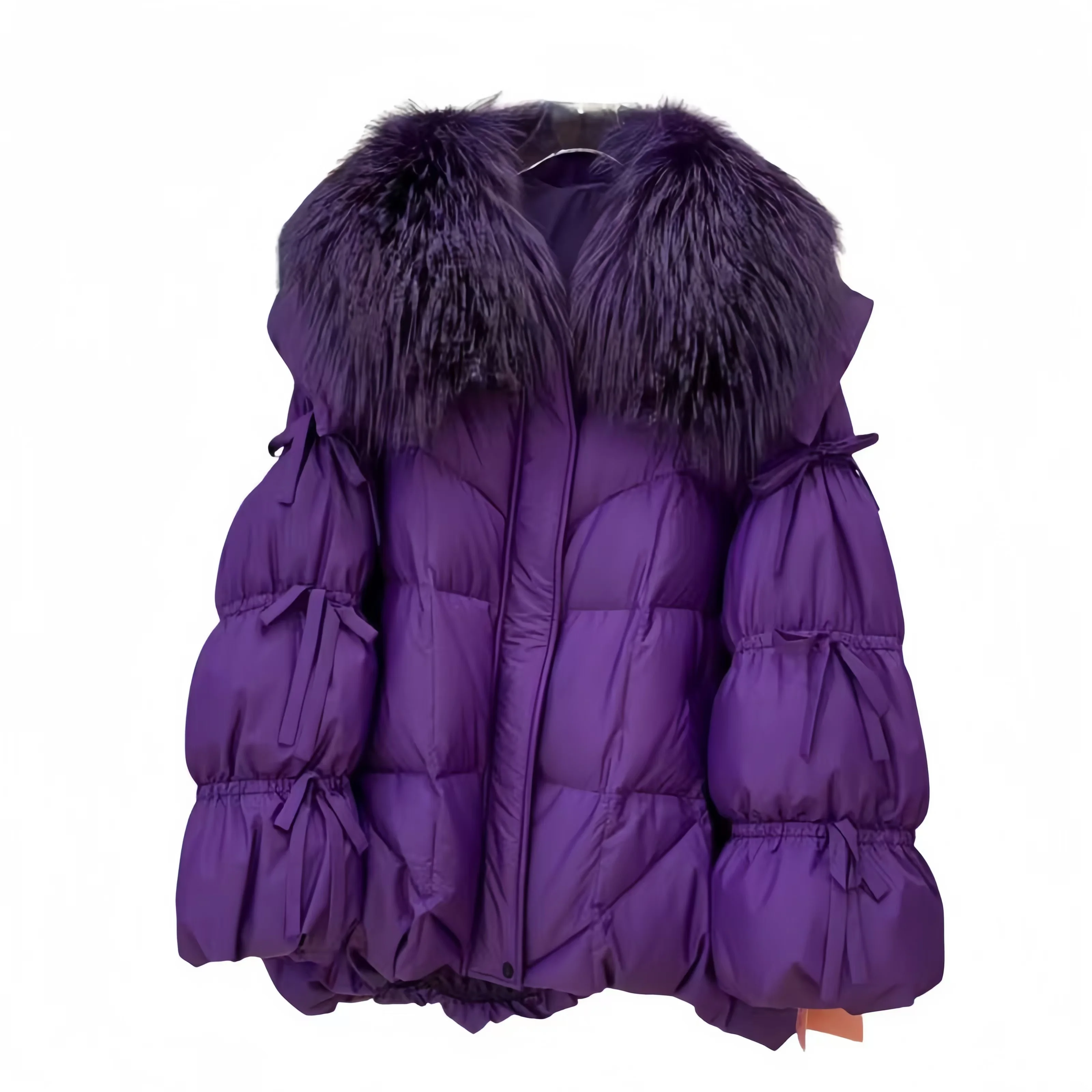 Abrigo de algodón para mujer, chaqueta empalmada, Parkas coreanas, ropa femenina, cuello de piel de zorro sintética, con cordones, invierno, nuevo