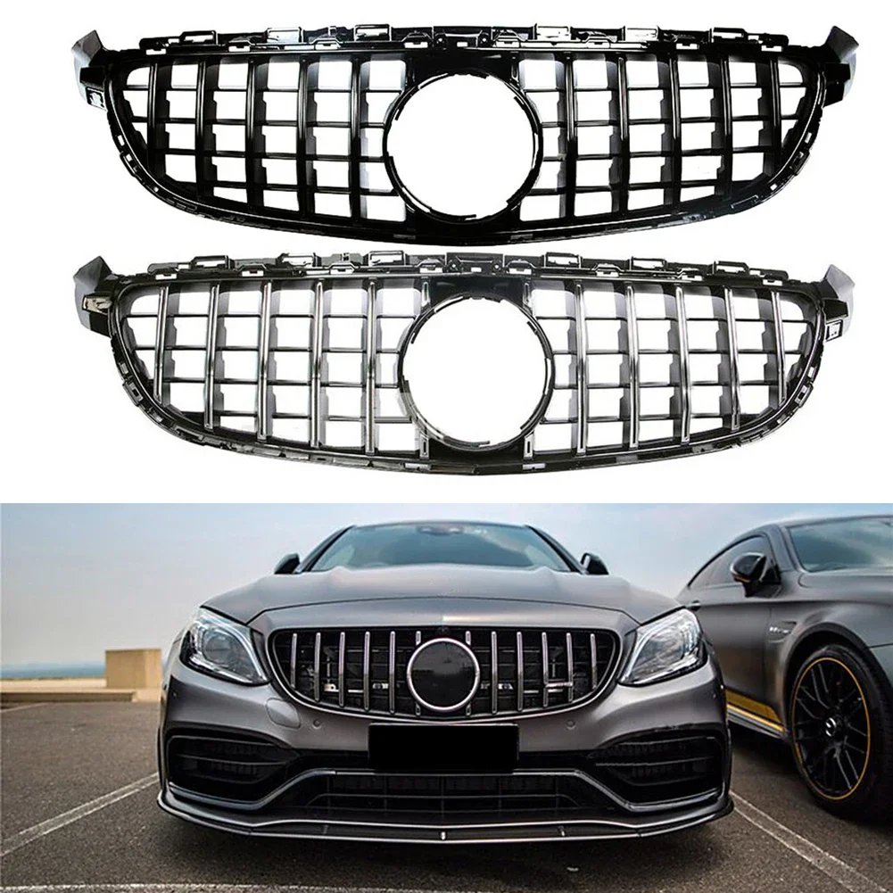 Front Bumper Racing Grill Billet Grille Cover For Mercedes-Benz W205 C-Class C63 AMG 2015-2018