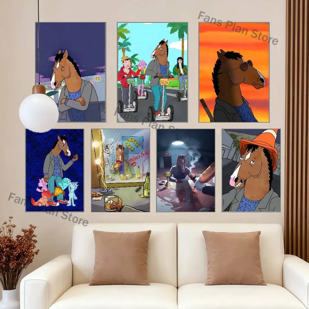 BoJack Cartoon H-Horseman Poster Multi-Purpose Wall Art for Living Room Bedroom Office Hallway Bar Home Decor Gift