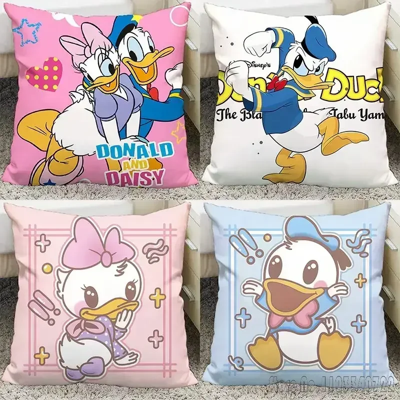 Disney Peripheral Custom Donald Duck Anime Cushion Cover Plush Pillowcase Pillow Case Sofa Car Home Decor 45x45cm Kids Gift