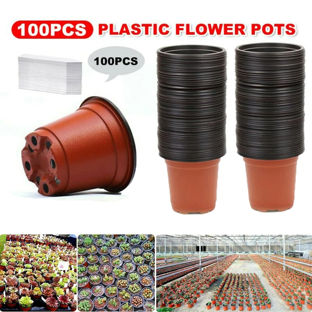 Growing Flower Pots Living Outdoor Yard 100PCS Containers Decoration Garden Nursery Plastic Vegetable With Tags