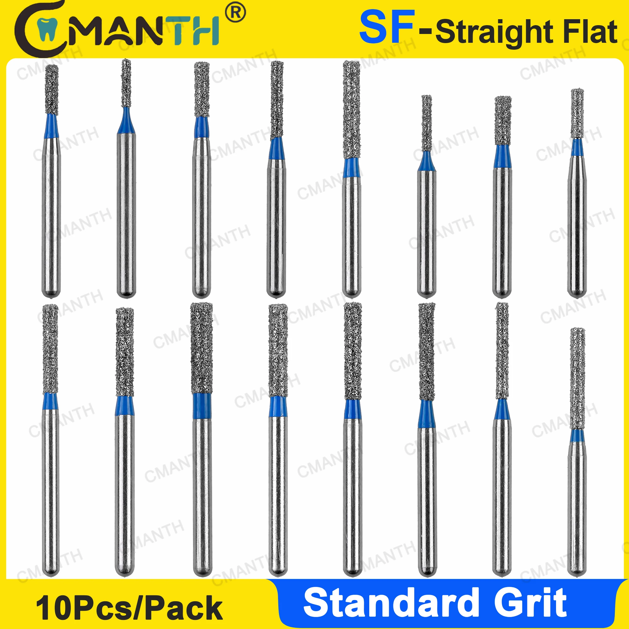 

Dental Diamond Burs Dentistry Strawberries SF Straight Flat End FG1.6mm Standard Grit Polishing Teeth Whitening Tools 10Pcs/Pack