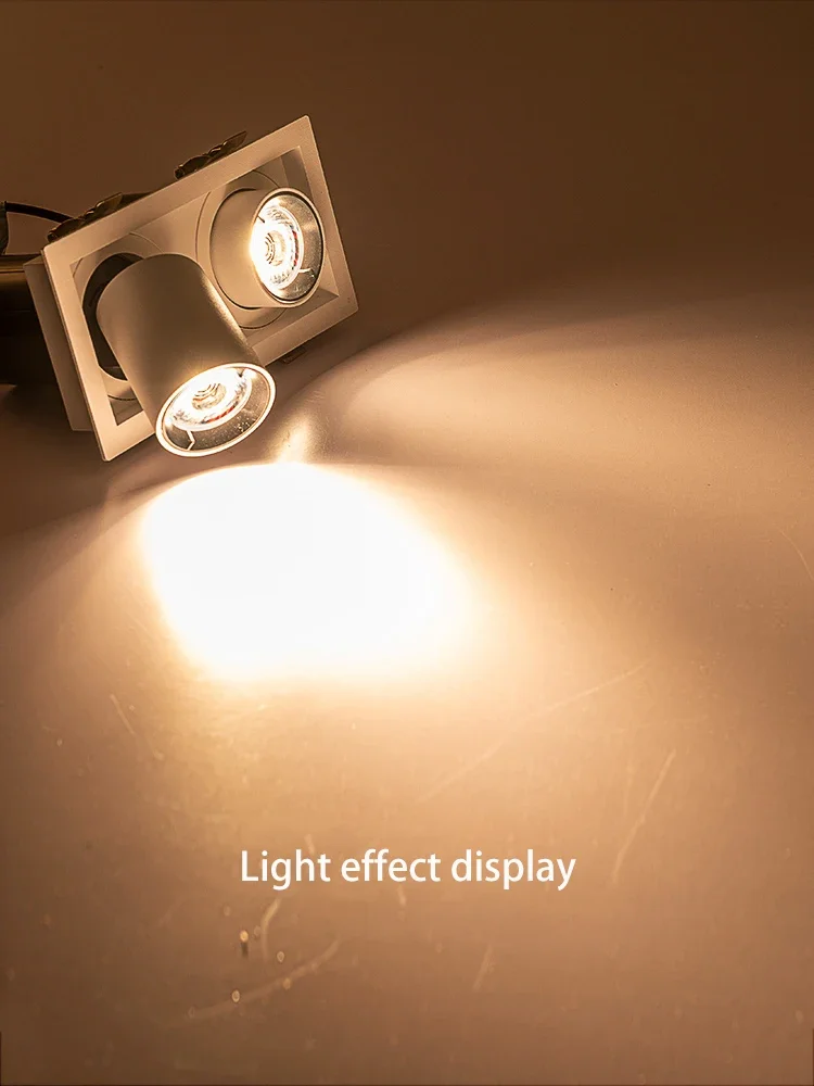 LED Spotlights Telescopic Folding Grille Spot Light Double Heads Lamp Square Ceiling Foco Recessed Anti Glare Stretchable