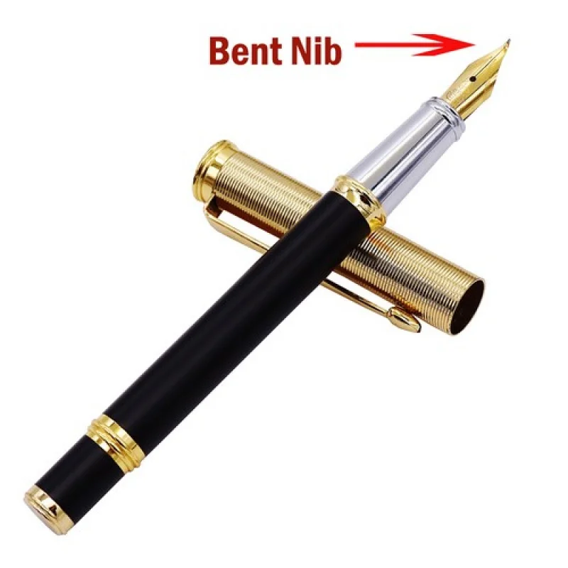 

A+ Duke 17 Matte Balck Calligraphy Fountain Pen Beautiful Ripple Cap Bent Nib Pen