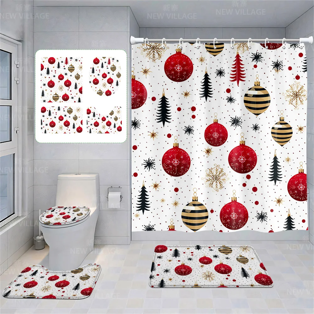 

Шторы для домашнего душа, декоративные водонепроницаемые тканевые Нескользящие коврики для ванной, абсорбирующие современные скандинавские занавески на Рождество