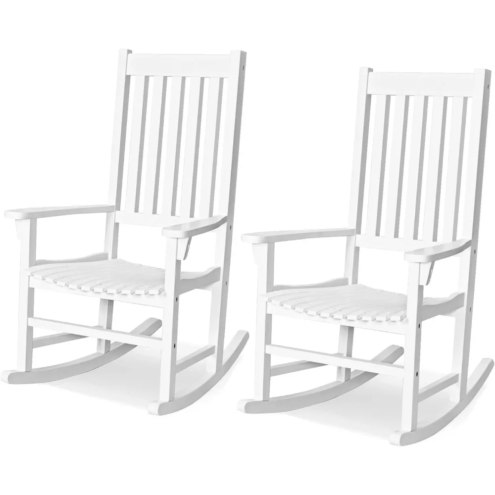 

Acacia Wood Porch Rocking Chair Set, Wooden Rocking Chair Rocker with High Back & Armrest for Indoor Outdoor Use, Patio Rocker