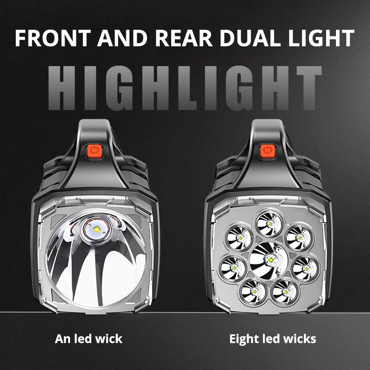 Powerful Led Flashlight Outdoor Portable Searchlight Solar+USB Rechargeable Power Bank Lamp Multifunction Waterproof Lantern