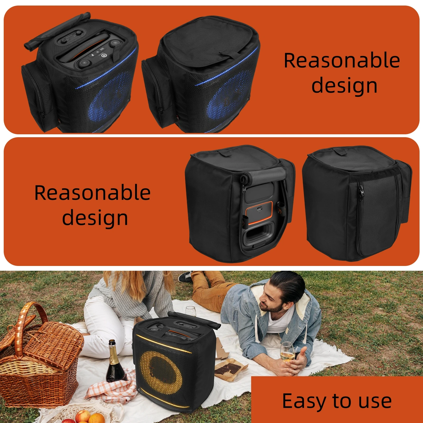 

Speaker Protective Case for J BL Partybox Encore2 Mesh Nylon Side Pockets Speaker Cover
