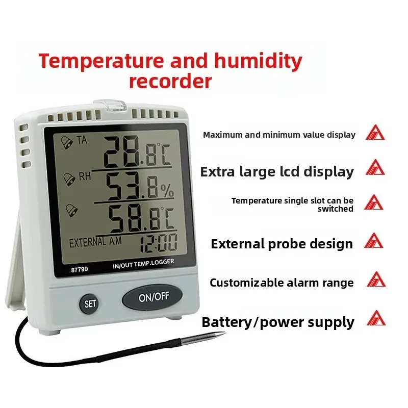 Tester AZ87799 Dual Temperature/Humidity SD Card Recorder External Probe Temperature