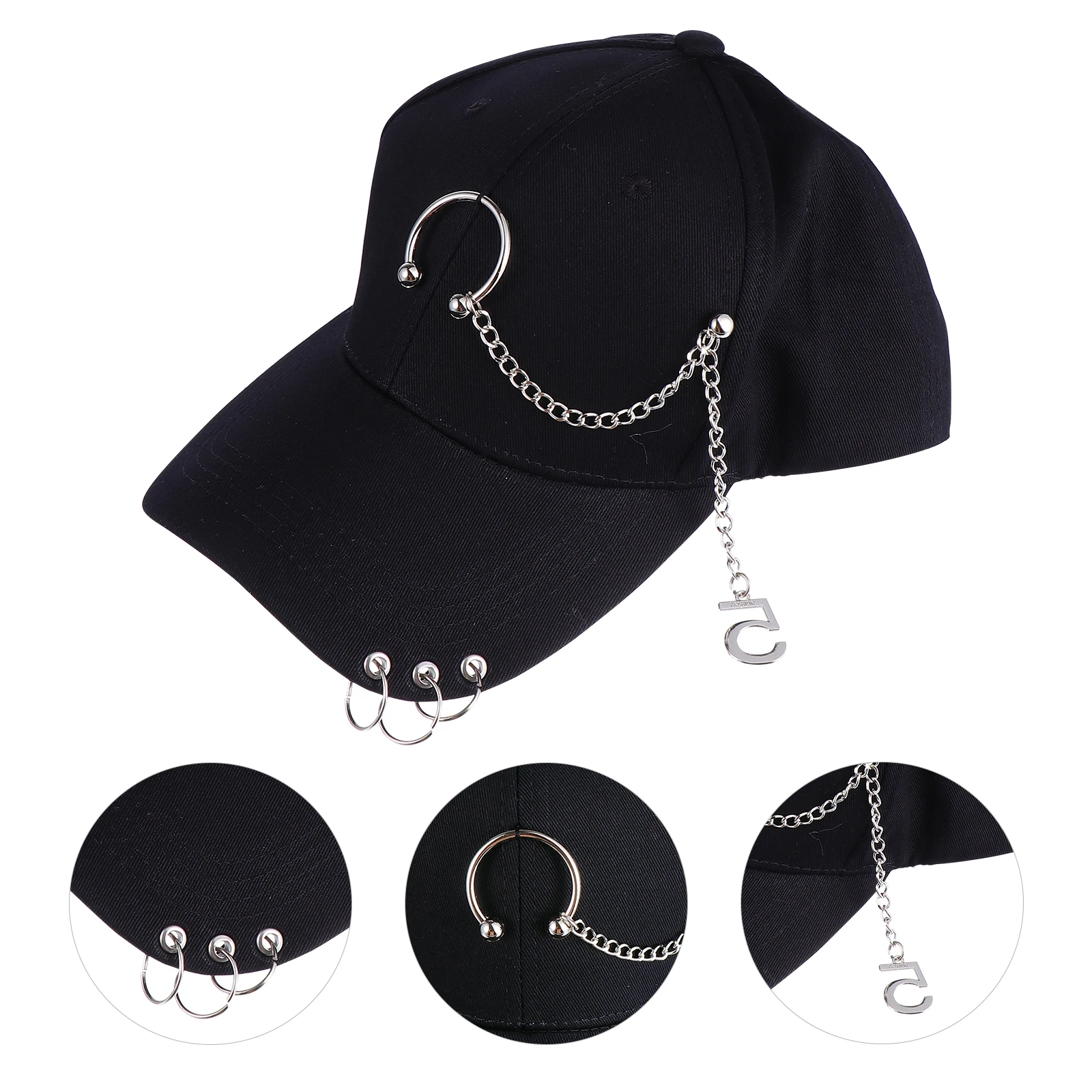 

Classic Style Metal Iron Ring Baseball Cap Adjustable Fit For Women Girls Ideal For Various Outdoor Activities And Everyday Wear
