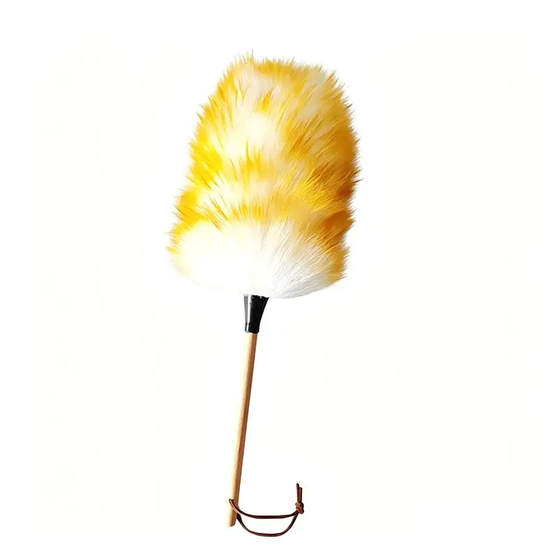 (BF06)Scalable Wool Dust Collector Wood Handle Soft Wool Brush Anti Static Lightweight For Home Car Cleaning Gentle Multi Sur