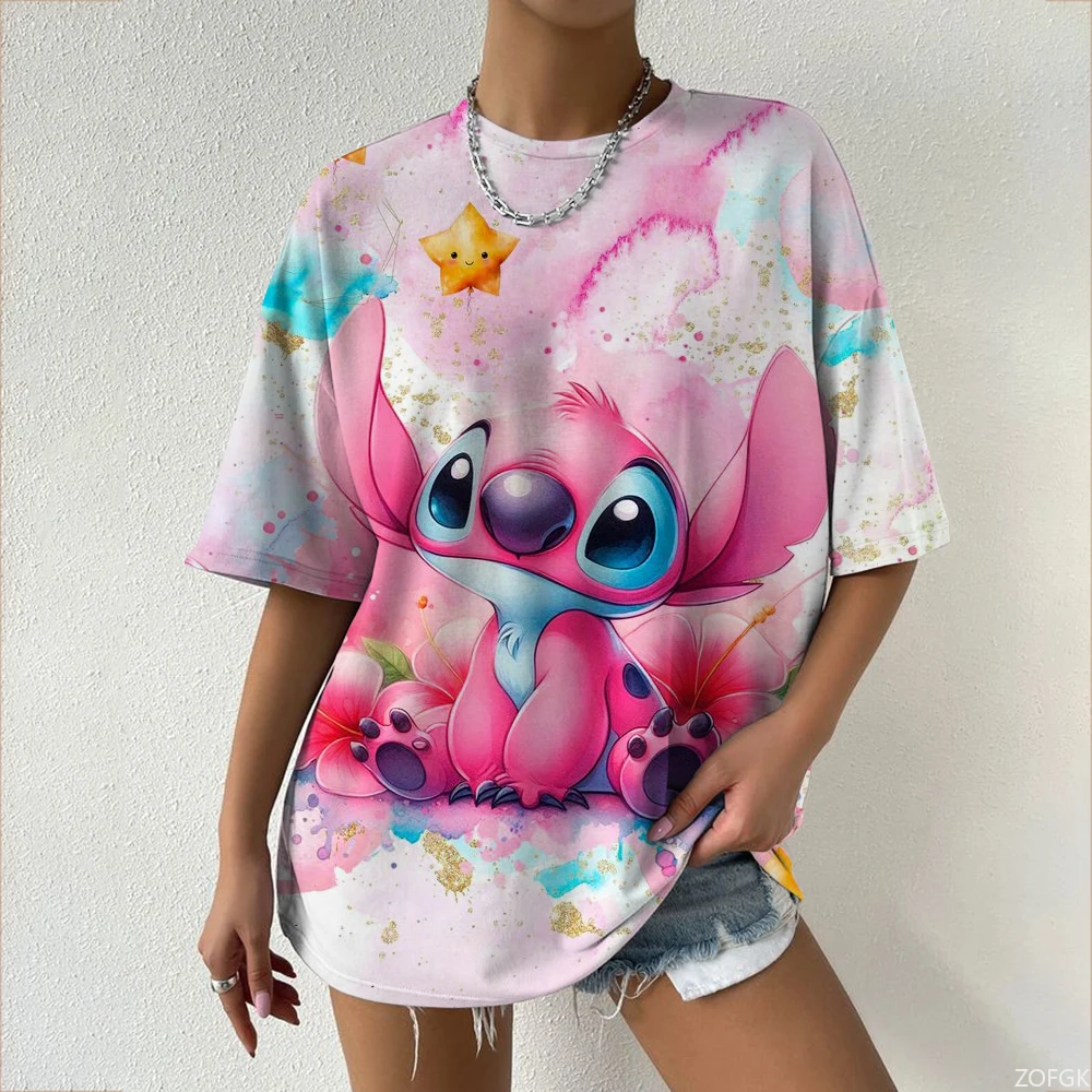 المرأة تي شيرت الصيف الجولة الرقبة المرأة 2025 قصيرة الأكمام الأعلى ثلاثية الأبعاد تي شيرت مطبوع موضة الشارع