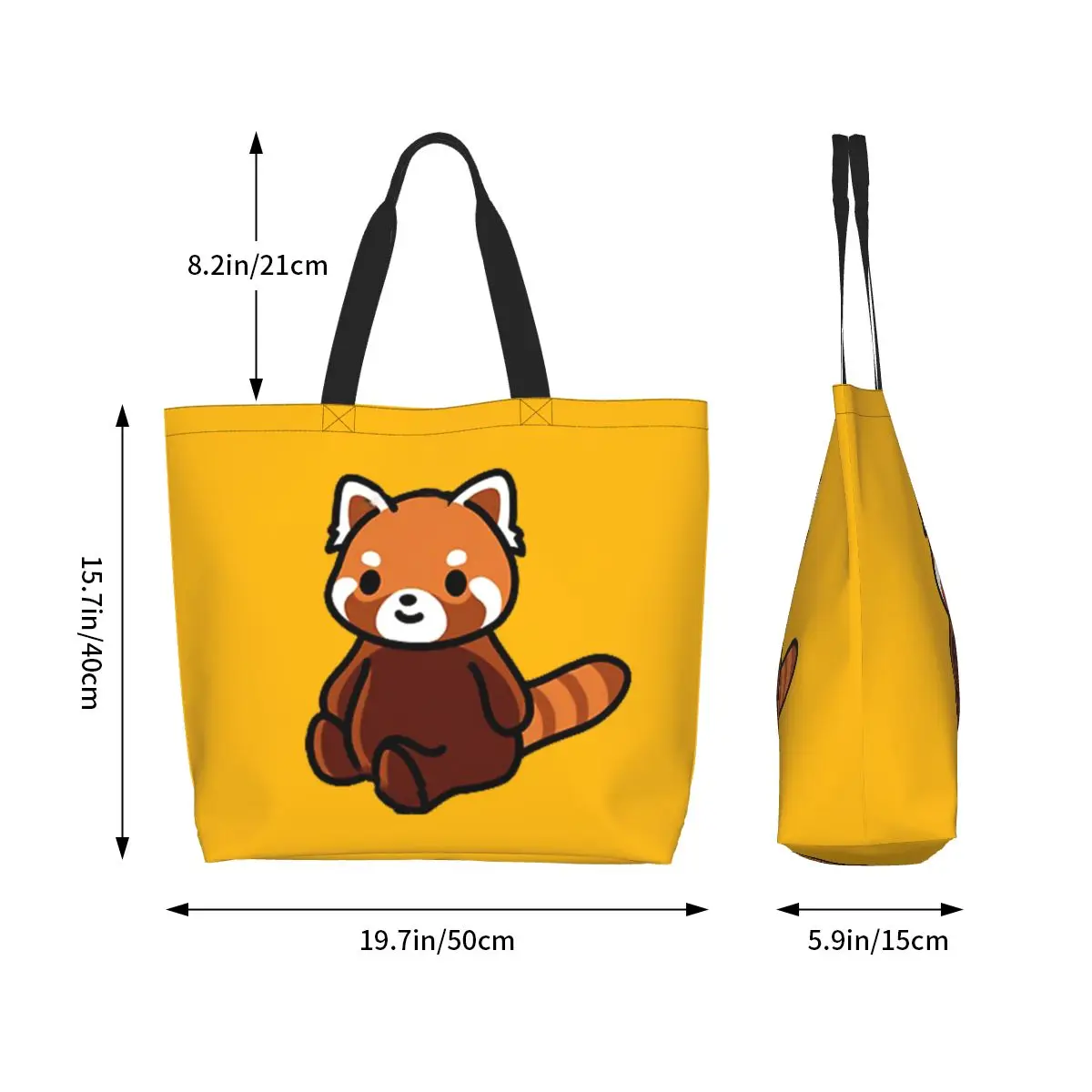 Red Panda Shopping Tote Bag Canvas Large Capacity Shoulder Bags Shopper Grocery Handbag for Women