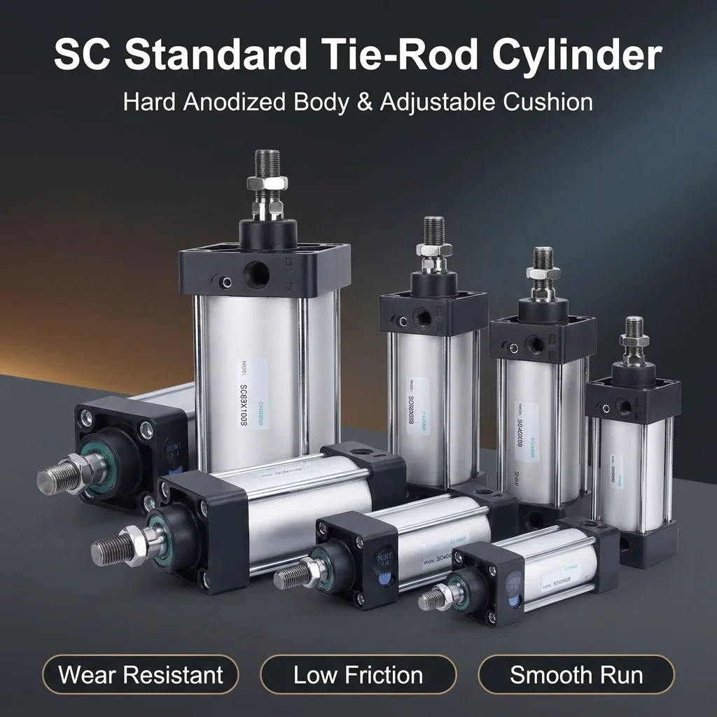 SC Standard Air Pneumatic Cylinders SC 32/40/50/63mm Bore Double Acting 50/75/100/125/150/175/200/250/300mm Stroke