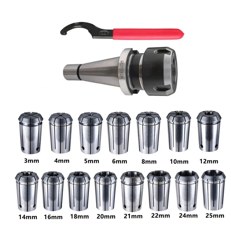 SANAI 17PCS NT40-OZ25 Collet Chuck Set with Lather Holder and Wrench Set High Precision CNC Milling Tool Set