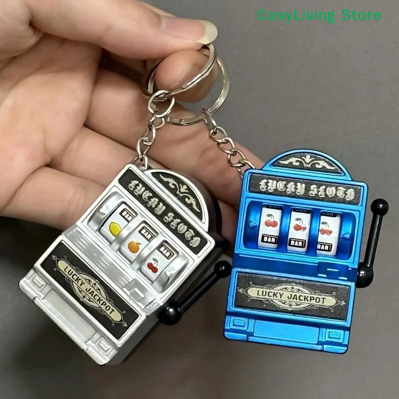 [CL]Mini Gambling Slot Machine Key Chains Arcade Pocket Fruit Lucky Jackpot Gadget Antistress Toy Funny Games Keychain Ring[CL]
