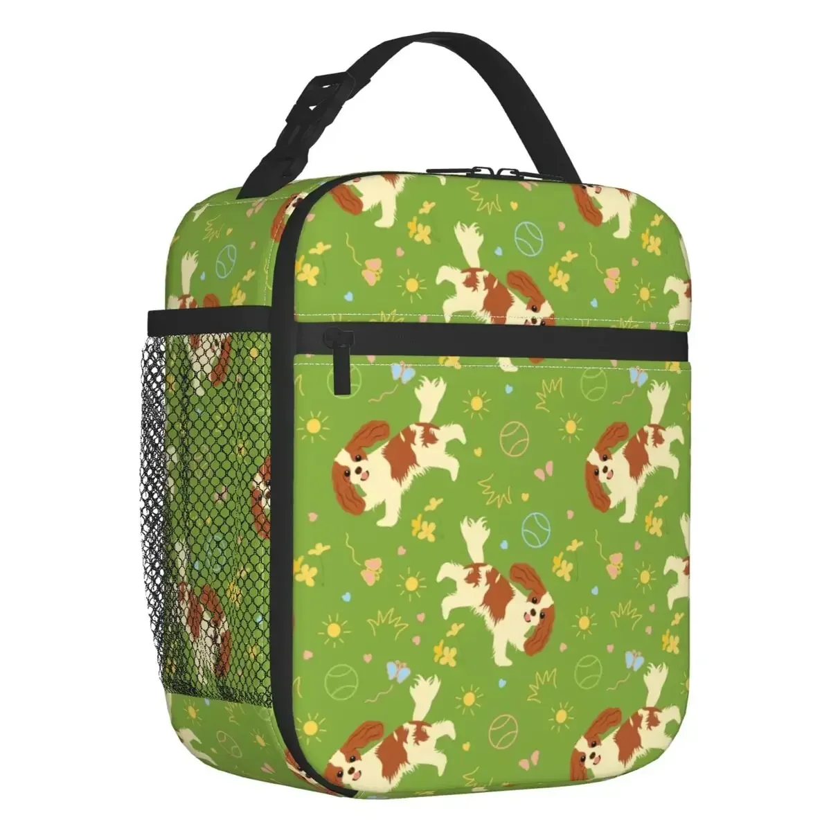 

Custom Playing Cavalier King Charles Spaniel Lunch Bag Women Thermal Cooler Insulated Lunch Boxes for Kids School Children