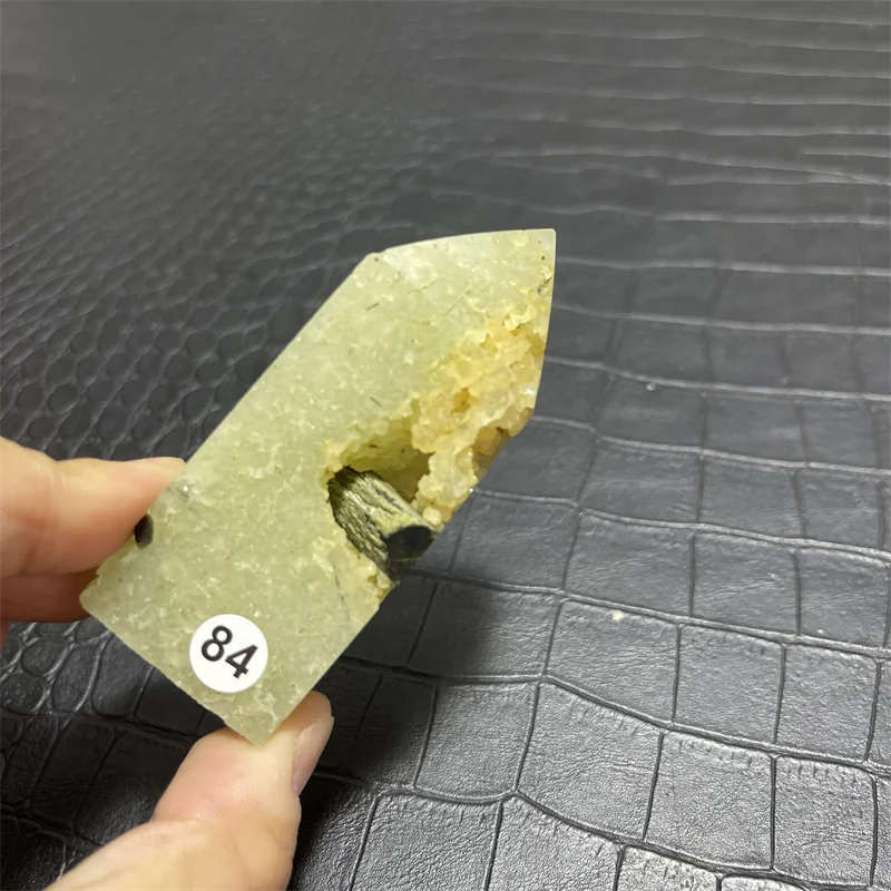 108g Natural Crystal Wand Grape Stone Hair Tourmaline Green Prehnite Mineral Geode Tower Reiki Meditation Energy Home Decor
