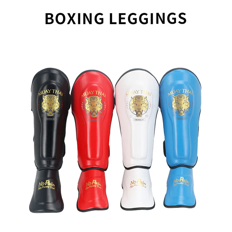 High-Quality PU Boxing Shin Guards Sanda Leg Guards Children\'S Wrestling Muay Thai Footwear Protective Gear Protective Insteps