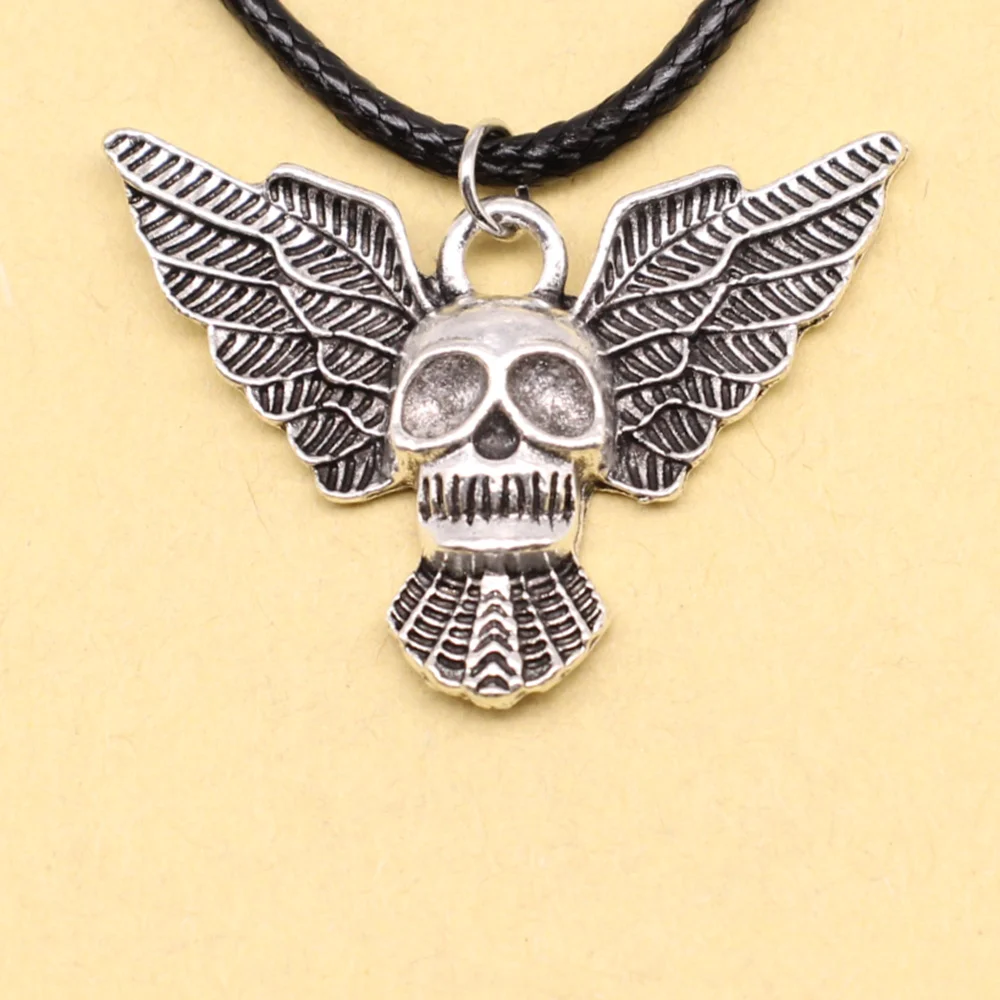 1 Piece Winged Skull Male Necklace Jewelry Diy 24x34mm