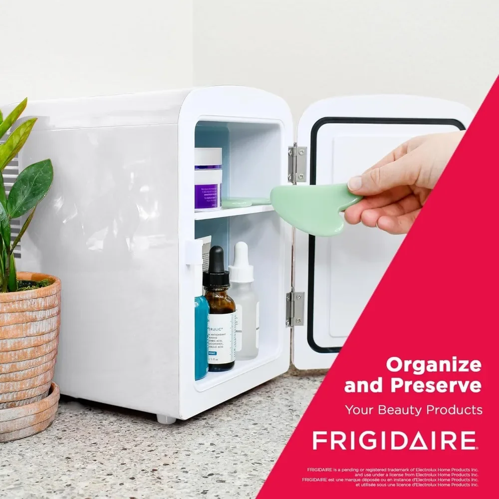 O mini refrigerador do refrigerador, guarda 6 latas, 100% Freon-livre e Eco-amigável, 9,84 "D X 7,09" W X 10,35 "H, branco