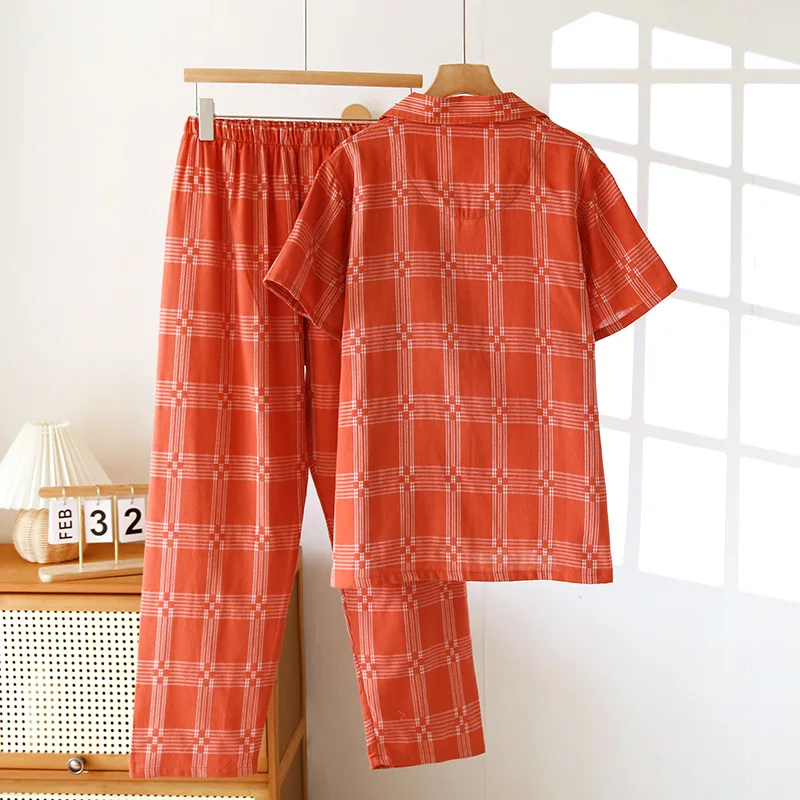 Summer Female Casual Cartoon Pajama Sets Girl 100% Cotton Sleepwear Suit Women Top Quality Short Sleeve Home Clothes 2