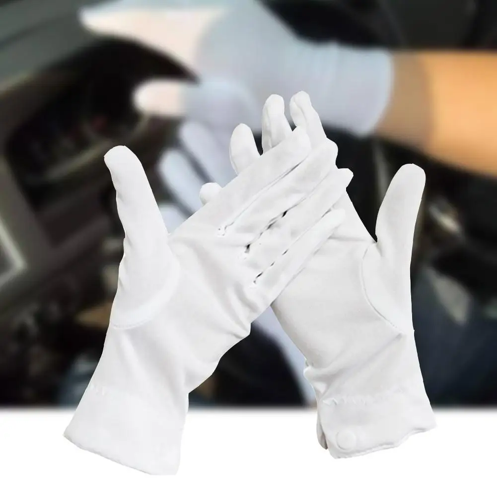 2PCS White Cotton Gloves Men Formal Tuxedo Uniform Gloves Honor Guard Parade Ceremony Costume Cosplay Coin Jewelry Butler Gloves