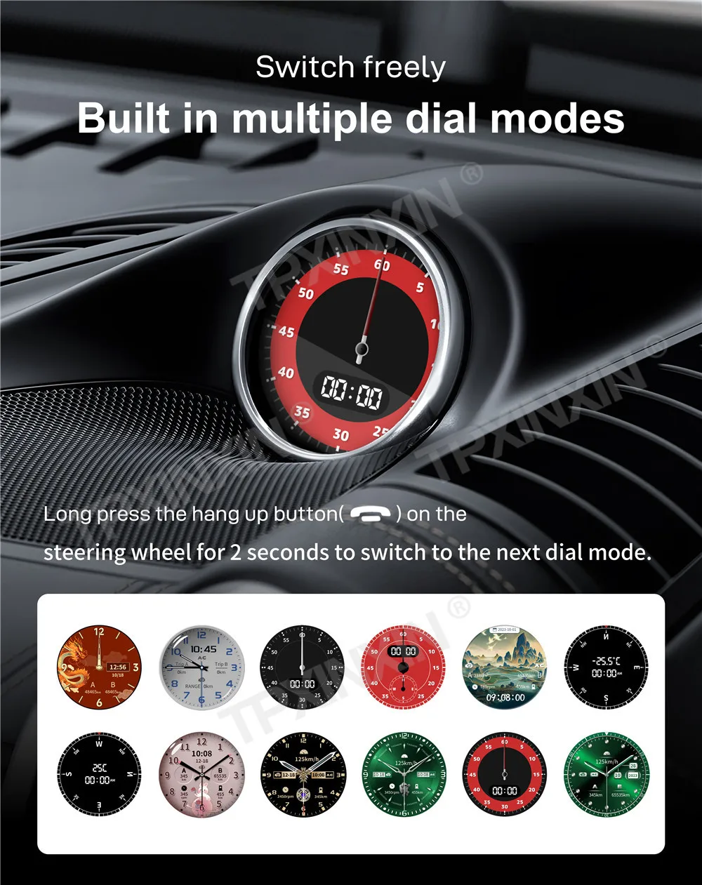 Car Stopwatch For Porsche Cayenne 2010 2011 2012 2013 2014~2024 Interior Center Dashboard Clock Compass Modification Accessories