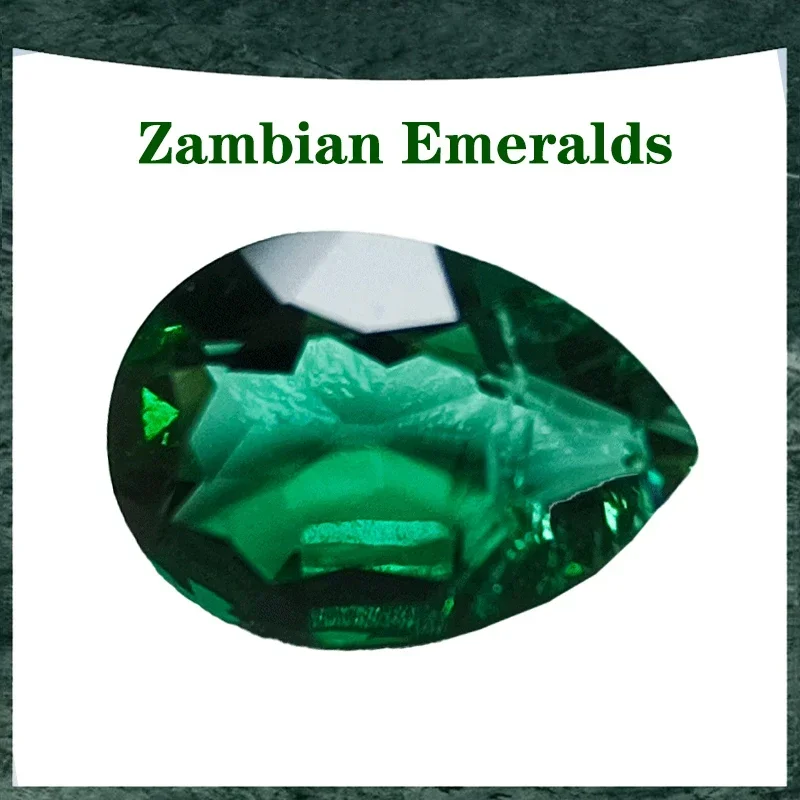 

Top Lab Grown Zambian Emeralds Selectable AGL Certificate Hydrothermal Hand Cutting Cut Pear Shape with Cracks Inclusions Inside