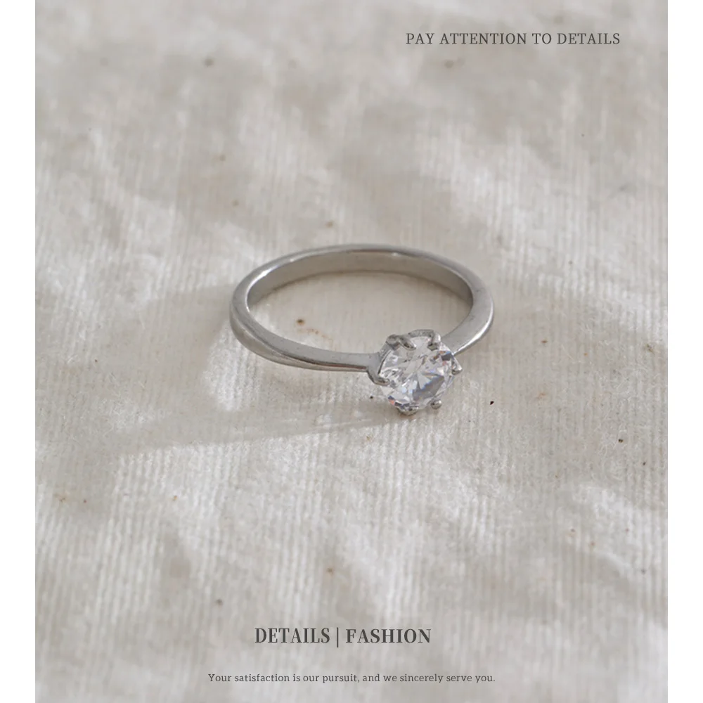 NiNice Size 6789 Stainless Steel Cubic Zirconia Classic Ring Wedding Engagement Gift Fashion Chic Jewelry Recommend