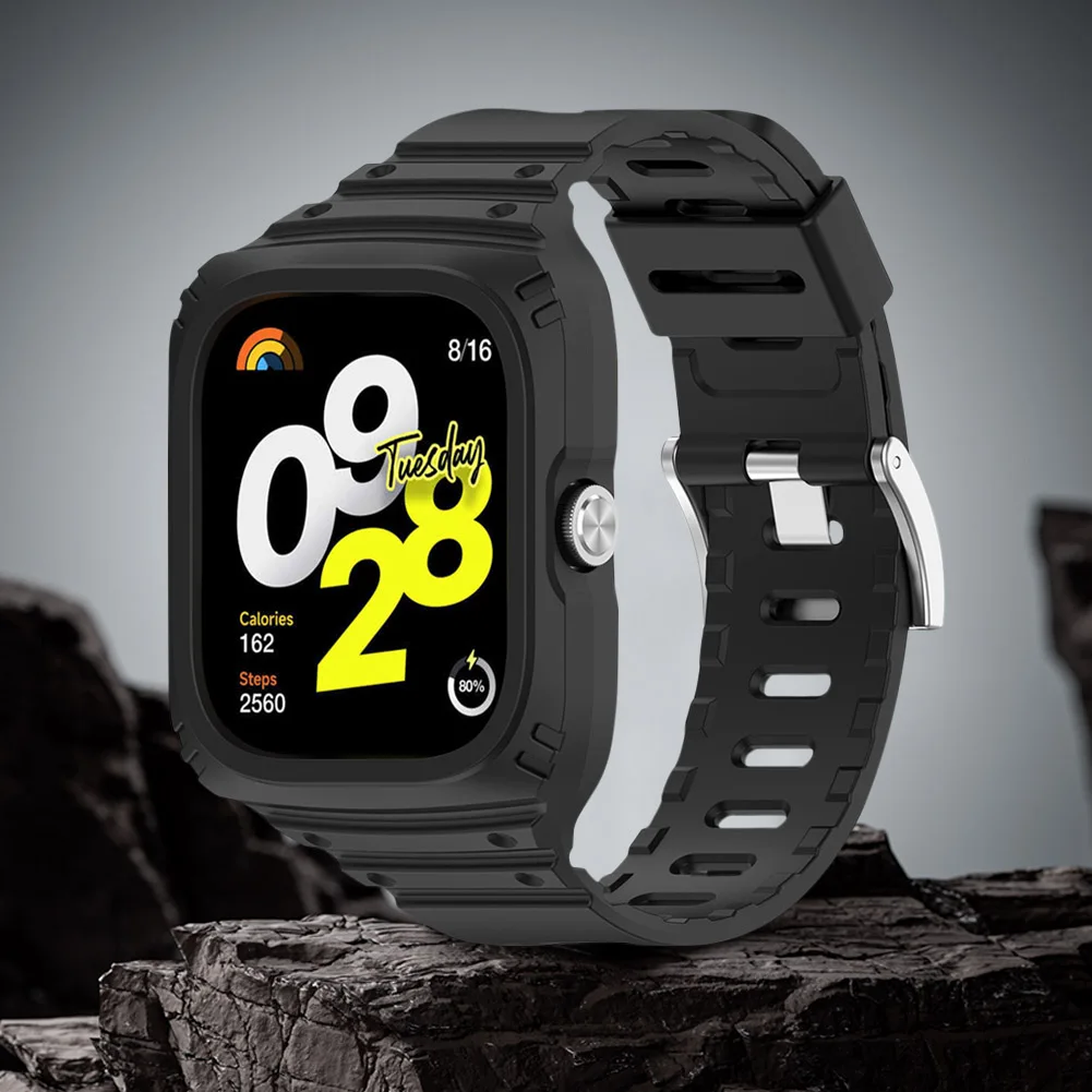 

2 In 1 For Redmi Watch 4 Case + Band Silicone Watch Band Strap + Protective Case Cover Wristband Replacement Watch Accessories