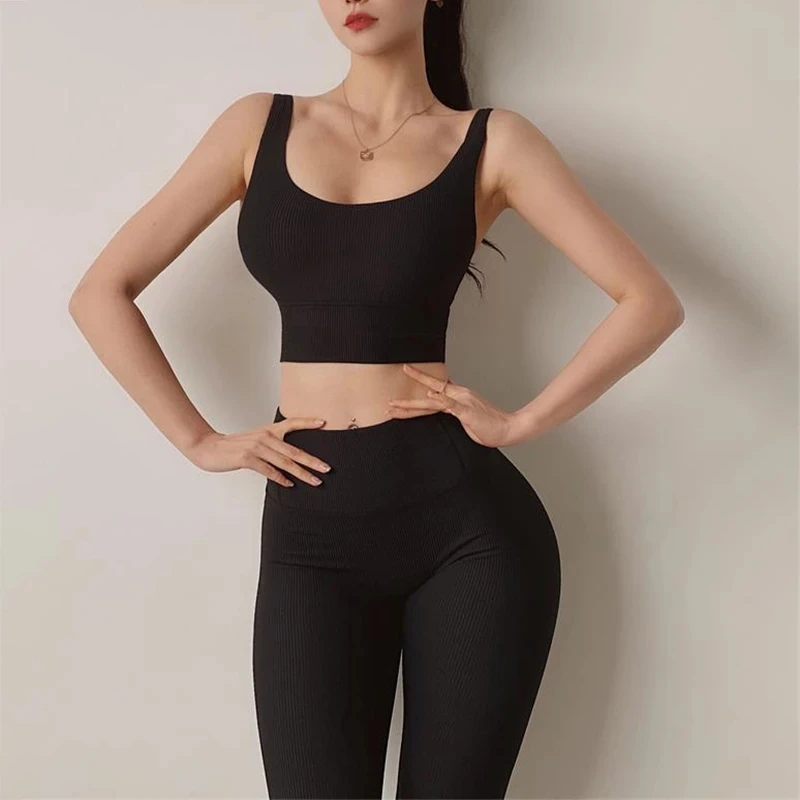 2PCS Women Yoga Set Gym Clothes Seamless Women Tracksuit Crop Top Bra Two Piece Set Workout Fitness Leggings Outfit Sports Suits