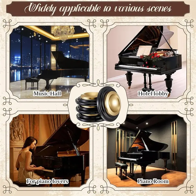 A93G لمنصات أرجل الأثاث، قاعدة لباد شديدة التحمل غير قابلة للانزلاق، أكواب مطاطية معدنية للبيانو للأرضيات الصلبة