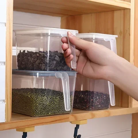 

Transparent PP Refrigerator Storage Box Grains Beans Storage Box With Handle Fridge Cabinet Freezer Organizer Kitchen Gadgets