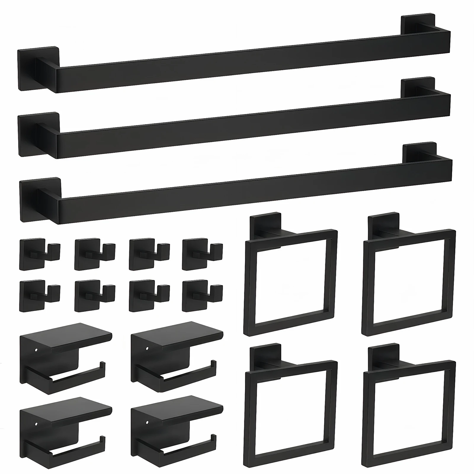 

20-Pieces Stainless Steel Bathroom Hardware Set Wall Mounted Bathroom Accessories Set Towel Rack/Ring/Hook/Toilet Paper Holder