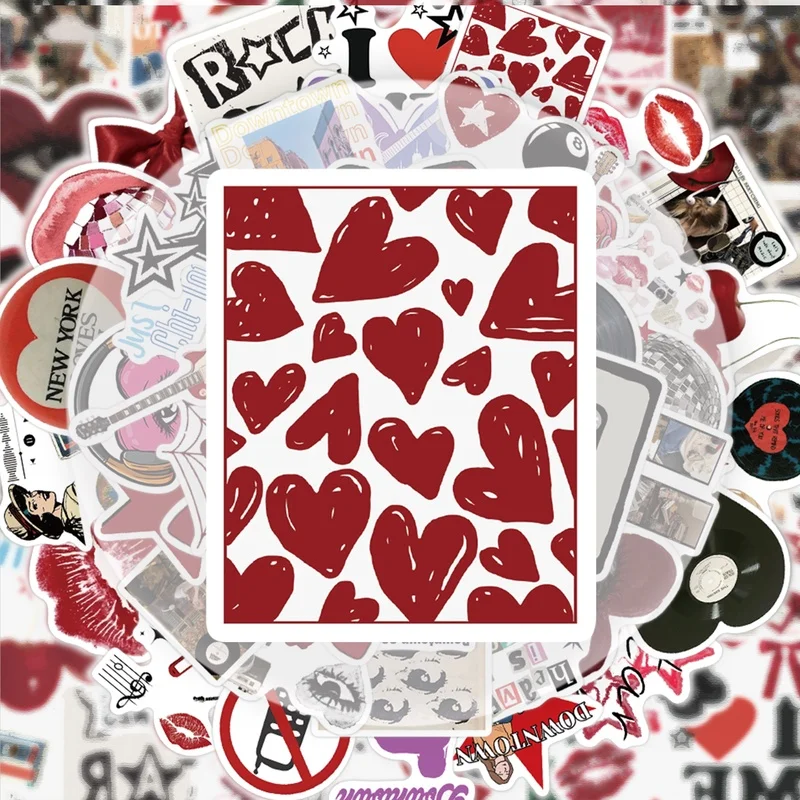 50 Downtown Y2K Stickers, Vibrant Sticker Decals, Multiple Styles Without Duplication, Suitable for Water Bottles, Laptops, Suitcases, Skateboards, Guitars, Party Decorations