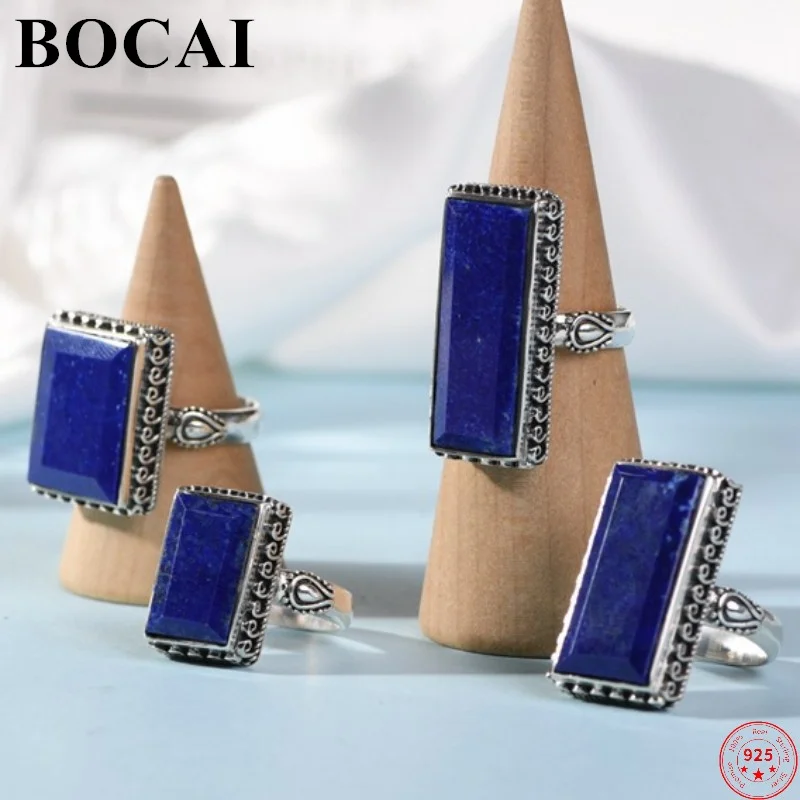 

BOCAI S925 Sterling Silver Rings 2022 New Fashion Eternal Vine Totem Turquoise Pure Argentum Simple Jewelry for Men